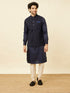 Manyavar Royal Blue Bel Buti Patterned Jacket