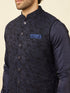 Manyavar Royal Blue Bel Buti Patterned Jacket
