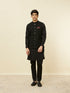 Manyavar Ebony Black Bel Buti Patterned Jacket