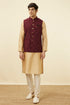 Manyavar Cabernet Red Bel Buti Patterned Jacket