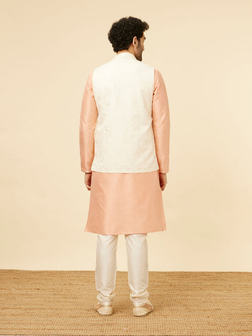 Manyavar Cream Marble Print Jacket