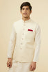 Manyavar Pearl White Bel Buti Patterned Jacket