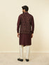 Manyavar Mauve Wine Bel Buti Patterned Jacket