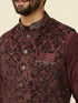 Manyavar Mauve Wine Bel Buti Patterned Jacket