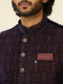 Manyavar Dark Blue Self Textured Nehru Jacket