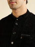 Manyavar Ebony Black Self Textured Nehru Jacket