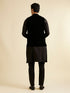 Manyavar Ebony Black Self Textured Nehru Jacket