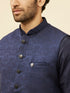 Manyavar Deep Blue Victorian Patterned Jacket