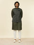Manyavar Dark Green Victorian Patterned Nehru Jacket