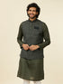 Manyavar Dark Green Victorian Patterned Nehru Jacket