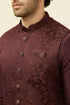 Manyavar Mauve Wine Bel Buti Patterned Jacket