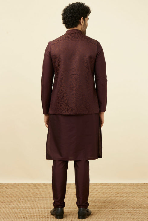 Manyavar Mauve Wine Bel Buti Patterned Jacket