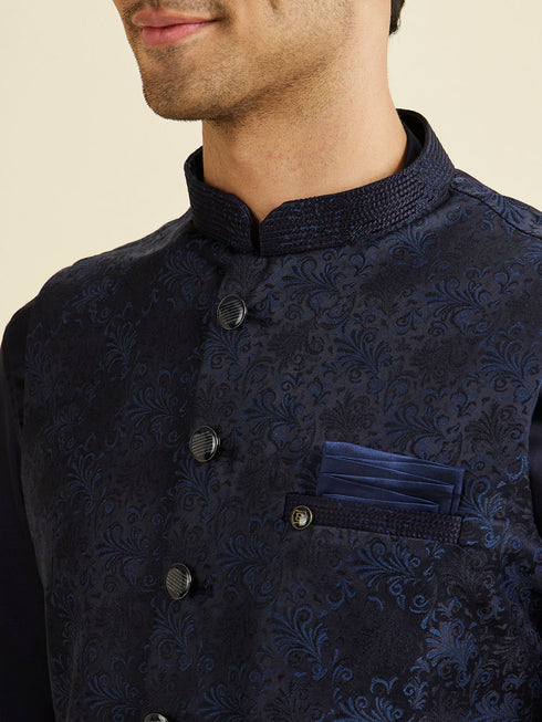 Manyavar Regal Dark Blue Nehru Jacket