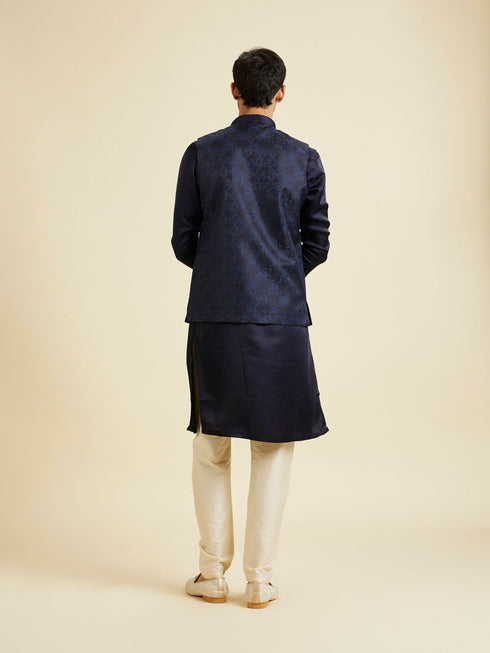 Manyavar Regal Dark Blue Nehru Jacket