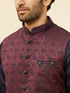 Manyavar Wine Sprig Patterned Jacket