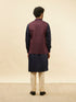 Manyavar Wine Sprig Patterned Jacket