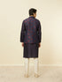 Manyavar Navy Blue Floral Patterned Jacket