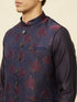 Manyavar Navy Blue Floral Patterned Jacket