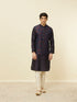 Manyavar Navy Blue Floral Patterned Jacket