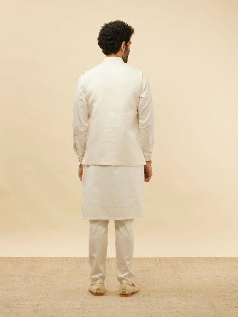 Manyavar Cream White Victorian Patterned Jacket