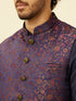 Manyavar Sapphire Blue Bel Buti Patterned Jacket