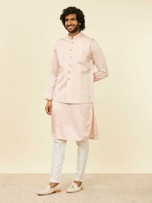 Manyavar Shell Pink Imperial Patterned Nehru Jacket