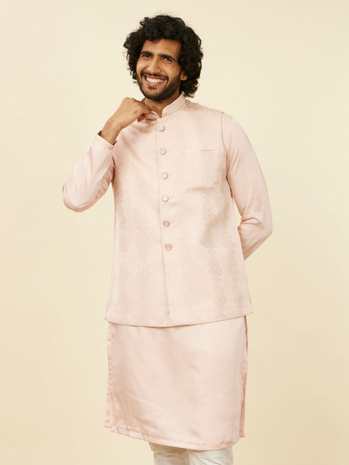 Manyavar Shell Pink Imperial Patterned Nehru Jacket