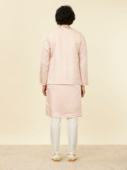 Manyavar Shell Pink Imperial Patterned Nehru Jacket