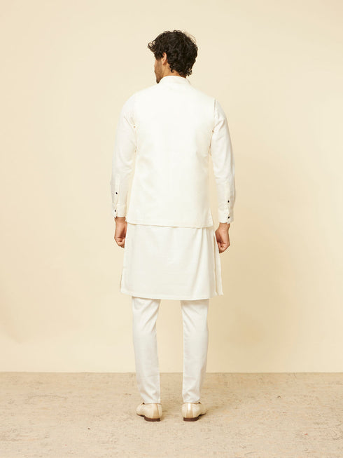 Manyavar Warm White Imperial Jaal Patterned Jacket