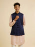 Manyavar Dark Blue Jaal Patterned Jacket