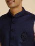 Manyavar Dark Blue Jaal Patterned Jacket