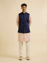 Manyavar Dark Blue Jaal Patterned Jacket