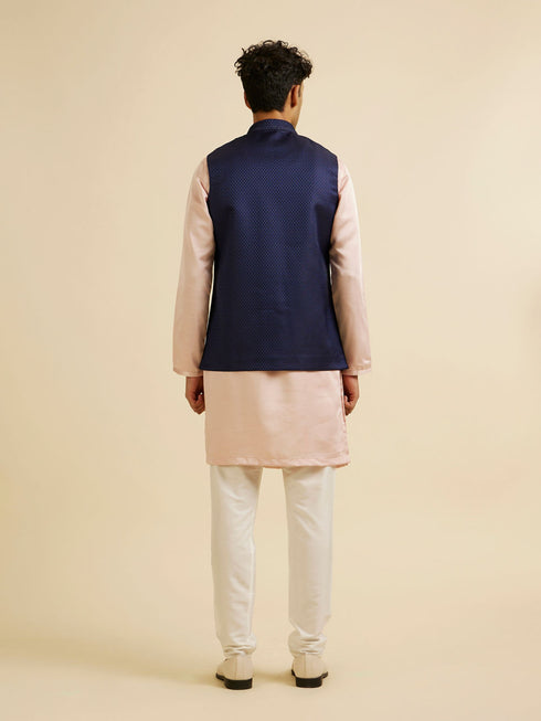 Manyavar Dark Blue Jaal Patterned Jacket