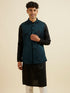 Manyavar Teal Green Jaal Patterned Jacket