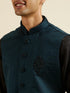 Manyavar Teal Green Jaal Patterned Jacket