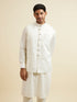 Manyavar Warm White Ditsy Floral Print Jacket