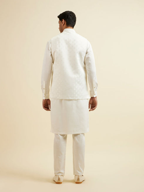 Manyavar Warm White Ditsy Floral Print Jacket