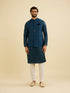 Manyavar Teal Blue Medallion Patterned Nehru Jacket