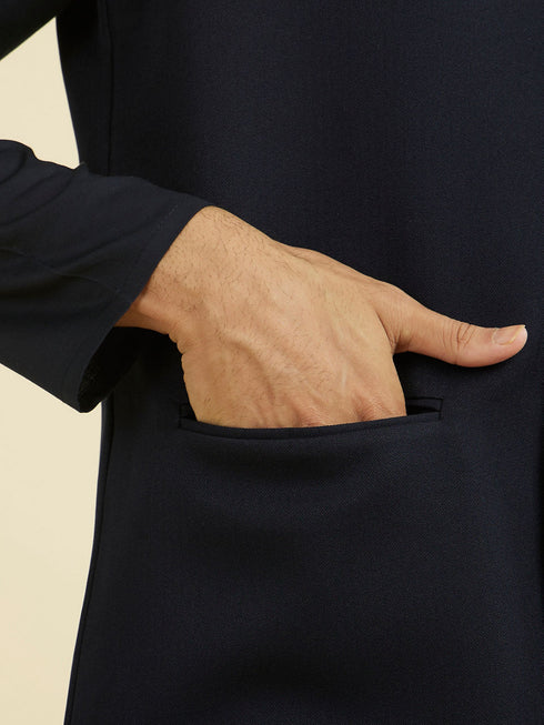 Manyavar Elegant Dark Blue Nehru Jacket