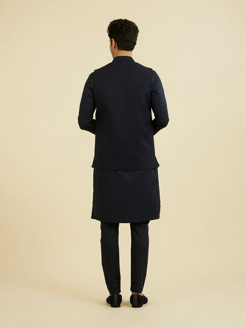 Manyavar Elegant Dark Blue Nehru Jacket