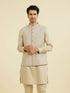 Manyavar Natural Beige Nehru Jacket
