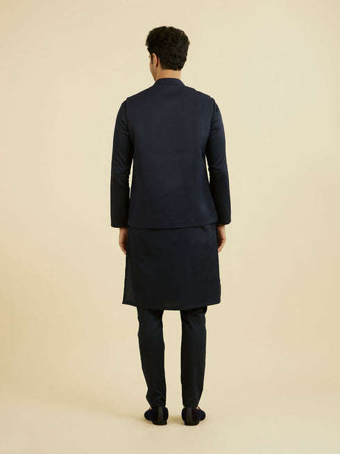 Manyavar Dark Blue Nehru Jacket