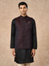 Manyavar Black Brocade Nehru Jacket
