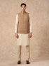 Manyavar Fawn Blended Rayon Nehru Jacket