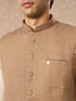 Manyavar Fawn Blended Rayon Nehru Jacket
