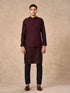 Manyavar Wine Blended Rayon Nehru Jacket with Pocket Pin