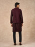 Manyavar Wine Blended Rayon Nehru Jacket with Pocket Pin