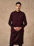 Manyavar Wine Blended Rayon Nehru Jacket with Pocket Pin