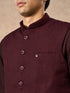 Manyavar Wine Blended Rayon Nehru Jacket with Pocket Pin