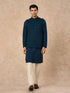 Manyavar Teal Blue Blended Rayon Nehru Jacket